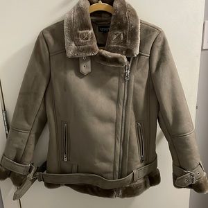 TOPSHOP - FAUX shearling biker jacket